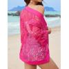 image:imageZeagoo Kimono Cardigans for Women 34 Sleeves Open Front Lightweight Shrug Lace Bolero for Evening DressesRose Red