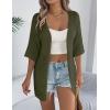 image:imageZeagoo Lightweight Summer Cardigan for Women Short Sleeve V Neck Crochet Kimonos Loose Open Front Hollow Out Cover UpsArmy Green