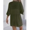 image:imageZeagoo Lightweight Summer Cardigan for Women Short Sleeve V Neck Crochet Kimonos Loose Open Front Hollow Out Cover UpsArmy Green