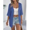 image:imageZeagoo Lightweight Summer Cardigan for Women Short Sleeve V Neck Crochet Kimonos Loose Open Front Hollow Out Cover UpsBlue