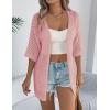 image:imageZeagoo Lightweight Summer Cardigan for Women Short Sleeve V Neck Crochet Kimonos Loose Open Front Hollow Out Cover UpsDustypink