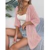 image:imageZeagoo Lightweight Summer Cardigan for Women Short Sleeve V Neck Crochet Kimonos Loose Open Front Hollow Out Cover UpsDustypink