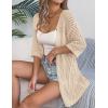 image:imageZeagoo Lightweight Summer Cardigan for Women Short Sleeve V Neck Crochet Kimonos Loose Open Front Hollow Out Cover UpsKhaki
