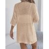 image:imageZeagoo Lightweight Summer Cardigan for Women Short Sleeve V Neck Crochet Kimonos Loose Open Front Hollow Out Cover UpsKhaki