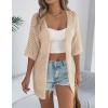 image:imageZeagoo Lightweight Summer Cardigan for Women Short Sleeve V Neck Crochet Kimonos Loose Open Front Hollow Out Cover UpsKhaki