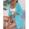 image:imageZeagoo Lightweight Summer Cardigan for Women Short Sleeve V Neck Crochet Kimonos Loose Open Front Hollow Out Cover UpsTeal