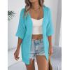 image:imageZeagoo Lightweight Summer Cardigan for Women Short Sleeve V Neck Crochet Kimonos Loose Open Front Hollow Out Cover UpsTeal
