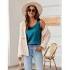 image:imageZeagoo Silk Satin Tank Tops for Women Scoop Neck Sleeveless Camisole Tops 2026 Summer Basic BlousesBlue Green