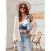 image:imageZeagoo Silk Satin Tank Tops for Women Scoop Neck Sleeveless Camisole Tops 2026 Summer Basic BlousesPrint Tie Dye Flower