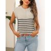 image:imageZeagoo Sleeveless Tops for Women Crew Neck Knit Cute Summer Sweaters Stripes Cream XLarge