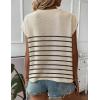 image:imageZeagoo Sleeveless Tops for Women Crew Neck Knit Cute Summer Sweaters Stripes Cream XLarge