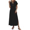 image:imageZeagoo Summer Dresses for Women 2026 Maxi Dresses Vacation Sundress Short Sleeve Casual Sundresses Split Dress with PocketsAblack