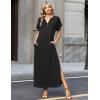 image:imageZeagoo Summer Dresses for Women 2026 Maxi Dresses Vacation Sundress Short Sleeve Casual Sundresses Split Dress with PocketsAblack