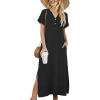 image:imageZeagoo Summer Dresses for Women 2026 Maxi Dresses Vacation Sundress Short Sleeve Casual Sundresses Split Dress with PocketsAblack
