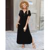 image:imageZeagoo Summer Dresses for Women 2026 Maxi Dresses Vacation Sundress Short Sleeve Casual Sundresses Split Dress with PocketsAblack