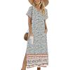 image:imageZeagoo Summer Dresses for Women 2026 Maxi Dresses Vacation Sundress Short Sleeve Casual Sundresses Split Dress with PocketsAfloralmz914
