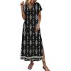 image:imageZeagoo Summer Dresses for Women 2026 Maxi Dresses Vacation Sundress Short Sleeve Casual Sundresses Split Dress with PocketsAfloralmz921