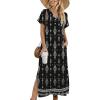image:imageZeagoo Summer Dresses for Women 2026 Maxi Dresses Vacation Sundress Short Sleeve Casual Sundresses Split Dress with PocketsAfloralmz921