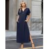 image:imageZeagoo Summer Dresses for Women 2026 Maxi Dresses Vacation Sundress Short Sleeve Casual Sundresses Split Dress with PocketsBlue