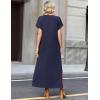 image:imageZeagoo Summer Dresses for Women 2026 Maxi Dresses Vacation Sundress Short Sleeve Casual Sundresses Split Dress with PocketsBlue
