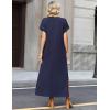 image:imageZeagoo Summer Dresses for Women 2026 Maxi Dresses Vacation Sundress Short Sleeve Casual Sundresses Split Dress with PocketsBlue