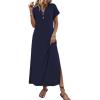 image:imageZeagoo Summer Dresses for Women 2026 Maxi Dresses Vacation Sundress Short Sleeve Casual Sundresses Split Dress with PocketsBlue