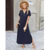 image:imageZeagoo Summer Dresses for Women 2026 Maxi Dresses Vacation Sundress Short Sleeve Casual Sundresses Split Dress with PocketsBlue