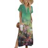 image:imageZeagoo Summer Dresses for Women 2026 Maxi Dresses Vacation Sundress Short Sleeve Casual Sundresses Split Dress with PocketsFloralcx322