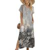 image:imageZeagoo Summer Dresses for Women 2026 Maxi Dresses Vacation Sundress Short Sleeve Casual Sundresses Split Dress with PocketsFloralsf312