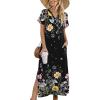 image:imageZeagoo Summer Dresses for Women 2026 Maxi Dresses Vacation Sundress Short Sleeve Casual Sundresses Split Dress with PocketsFloralwf120