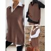 image:imageZeagoo Sweater Vest Women Sleeveless V Neck Oversized Pullover Knitted Tops 2026 Fall OutfitsBrown
