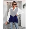 image:imageZeagoo Sweater Vest Women Sleeveless V Neck Oversized Pullover Knitted Tops 2026 Fall OutfitsColor Block Navy