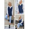 image:imageZeagoo Sweater Vest Women Sleeveless V Neck Oversized Pullover Knitted Tops 2026 Fall OutfitsNavy Blue