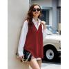 image:imageZeagoo Sweater Vest Women Sleeveless V Neck Oversized Pullover Knitted Tops 2026 Fall OutfitsWine Red