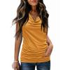 image:imageZeagoo Tank Top for Women Trendy Going Out Tops Sleeveless Shirts Ruched Business Casual Basic Tunic TopsLight Tan
