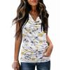 image:imageZeagoo Tank Top for Women Trendy Going Out Tops Sleeveless Shirts Ruched Business Casual Basic Tunic TopsWhite Floral