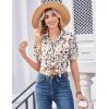 image:imageZeagoo Women Button Down Shirts Puff Short Sleeve Blouses Chiffon Tops Business Casual Outfits Summer ClothesApricotan443