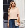 image:imageZeagoo Women Button Down Shirts Puff Short Sleeve Blouses Chiffon Tops Business Casual Outfits Summer ClothesBeigestb