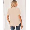 image:imageZeagoo Women Button Down Shirts Puff Short Sleeve Blouses Chiffon Tops Business Casual Outfits Summer ClothesBeigestb