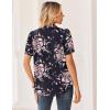 image:imageZeagoo Women Button Down Shirts Puff Short Sleeve Blouses Chiffon Tops Business Casual Outfits Summer ClothesBlack Pink Flowersbf332