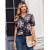 image:imageZeagoo Women Button Down Shirts Puff Short Sleeve Blouses Chiffon Tops Business Casual Outfits Summer ClothesBlack Pink Flowersbf332