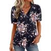 image:imageZeagoo Women Button Down Shirts Puff Short Sleeve Blouses Chiffon Tops Business Casual Outfits Summer ClothesBlack Pink Flowersbf332