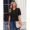 image:imageZeagoo Women Button Down Shirts Puff Short Sleeve Blouses Chiffon Tops Business Casual Outfits Summer ClothesBlackb
