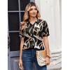 image:imageZeagoo Women Button Down Shirts Puff Short Sleeve Blouses Chiffon Tops Business Casual Outfits Summer ClothesBlackcx312