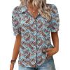 image:imageZeagoo Women Button Down Shirts Puff Short Sleeve Blouses Chiffon Tops Business Casual Outfits Summer ClothesBlue Bohomz899