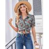 image:imageZeagoo Women Button Down Shirts Puff Short Sleeve Blouses Chiffon Tops Business Casual Outfits Summer ClothesBlue Bohomz899