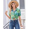 image:imageZeagoo Women Button Down Shirts Puff Short Sleeve Blouses Chiffon Tops Business Casual Outfits Summer ClothesBlue Bohoyg2