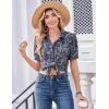 image:imageZeagoo Women Button Down Shirts Puff Short Sleeve Blouses Chiffon Tops Business Casual Outfits Summer ClothesBohemiamz473