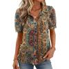 image:imageZeagoo Women Button Down Shirts Puff Short Sleeve Blouses Chiffon Tops Business Casual Outfits Summer ClothesBohomz721