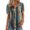 image:imageZeagoo Women Button Down Shirts Puff Short Sleeve Blouses Chiffon Tops Business Casual Outfits Summer ClothesMulticolorcx289